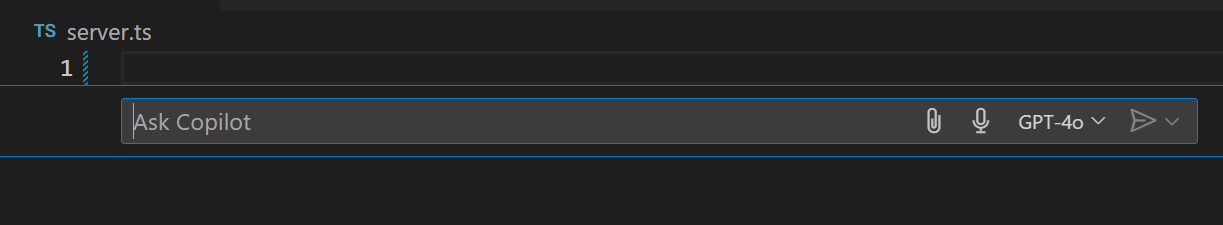Screenshot of VS Code editor, showing the Copilot Inline Chat control.